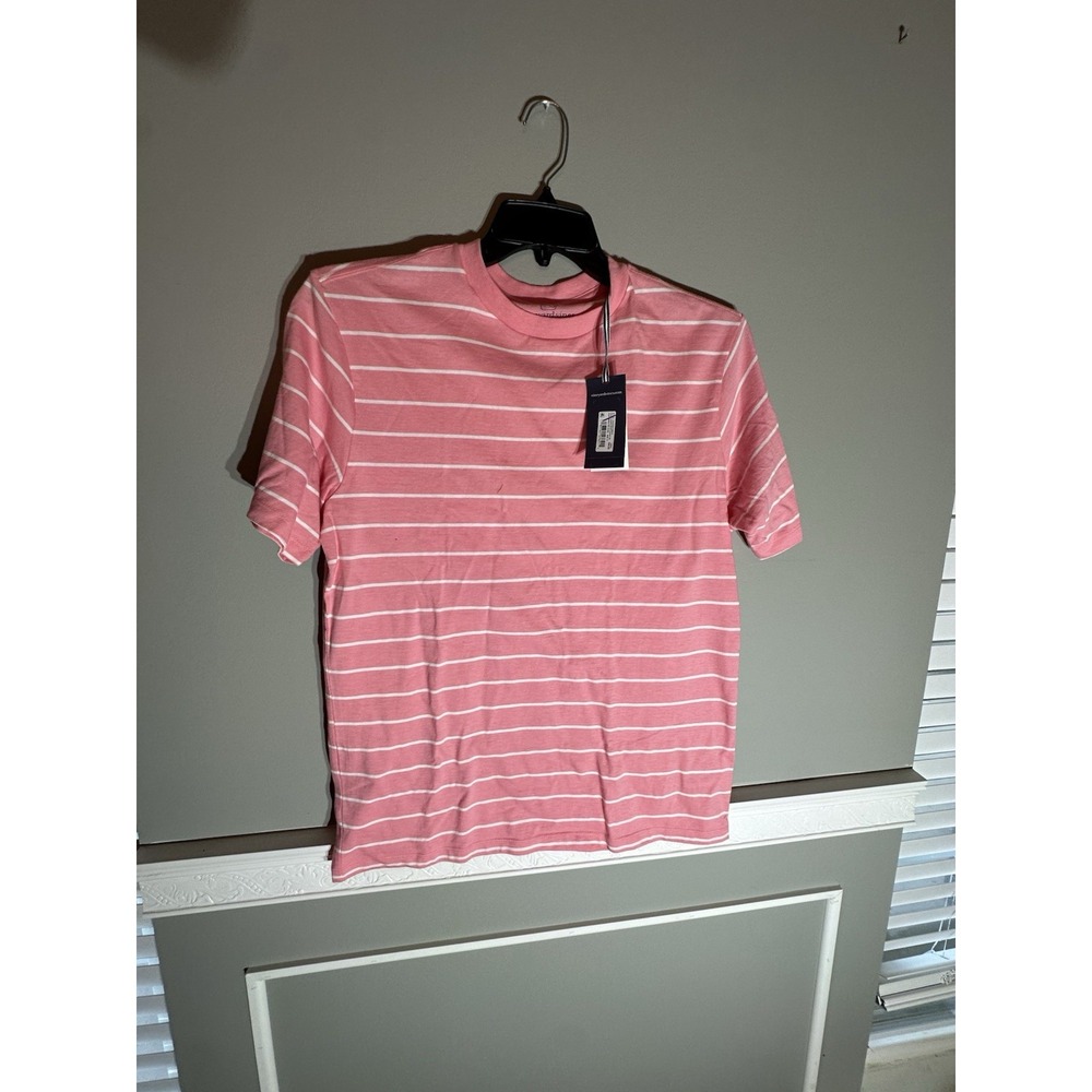 Vineyard Vines Men's Striped Short Sleeve T Shirt Coral White Size S